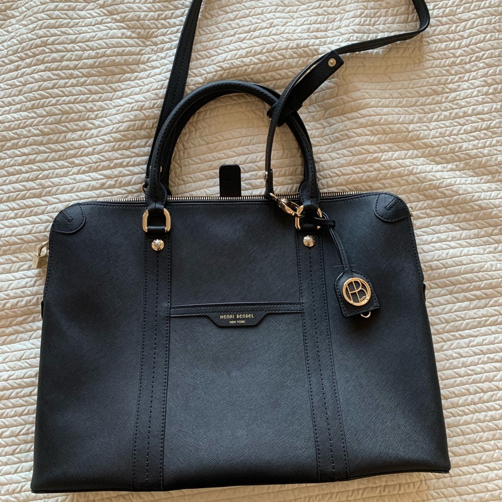 Henri Bendel Briefcase with laptop sleeve and strap